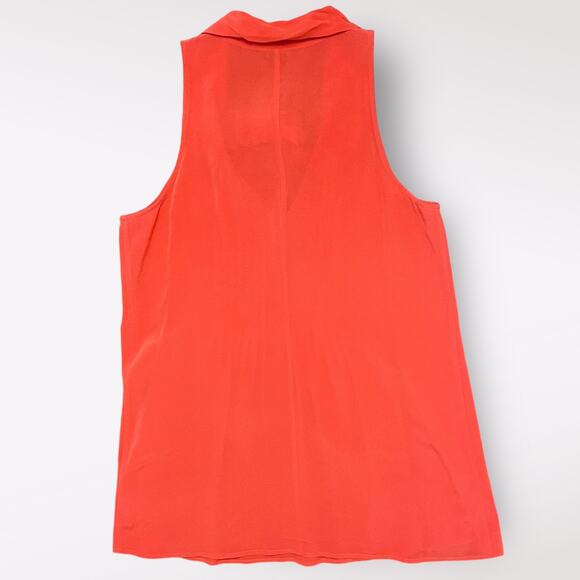 Theory Women’s Red Silk Pleated Scoop neck business casual blouse Size P - Picture 3 of 7